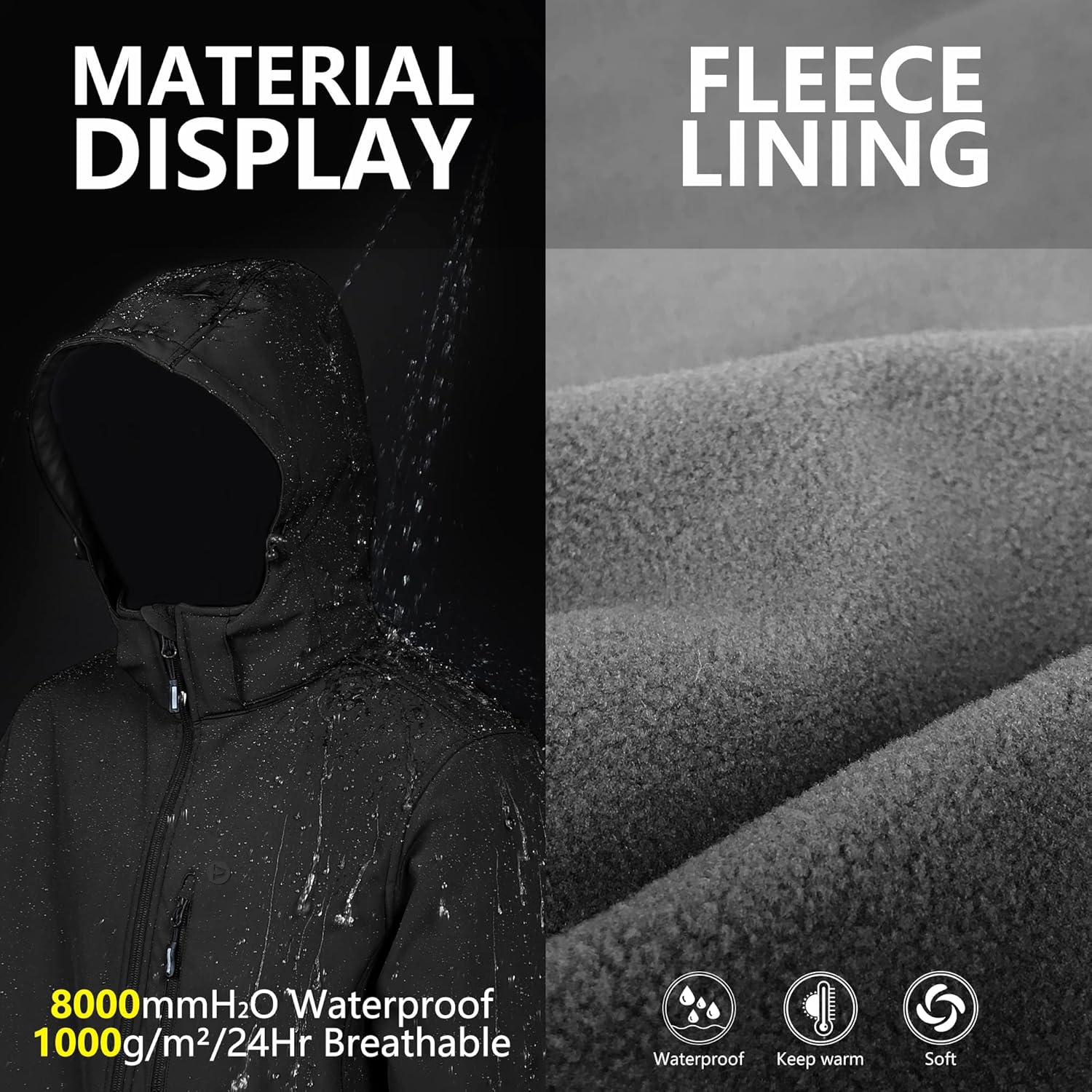Men's Lightweight Softshell Jacket Fleece Lined Hooded Water Resistant Winter Hiking Windbreaker Jackets