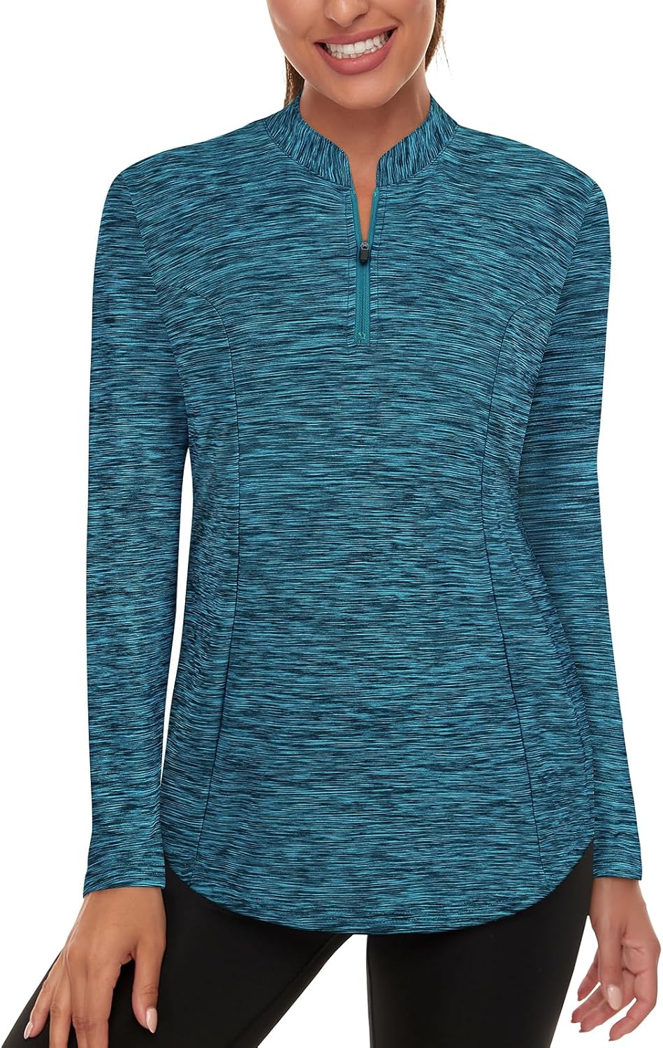 Womens Golf Shirts 1 4 Zip Sun Protection Quick Dry Tennis Running Athletic Workout Tops