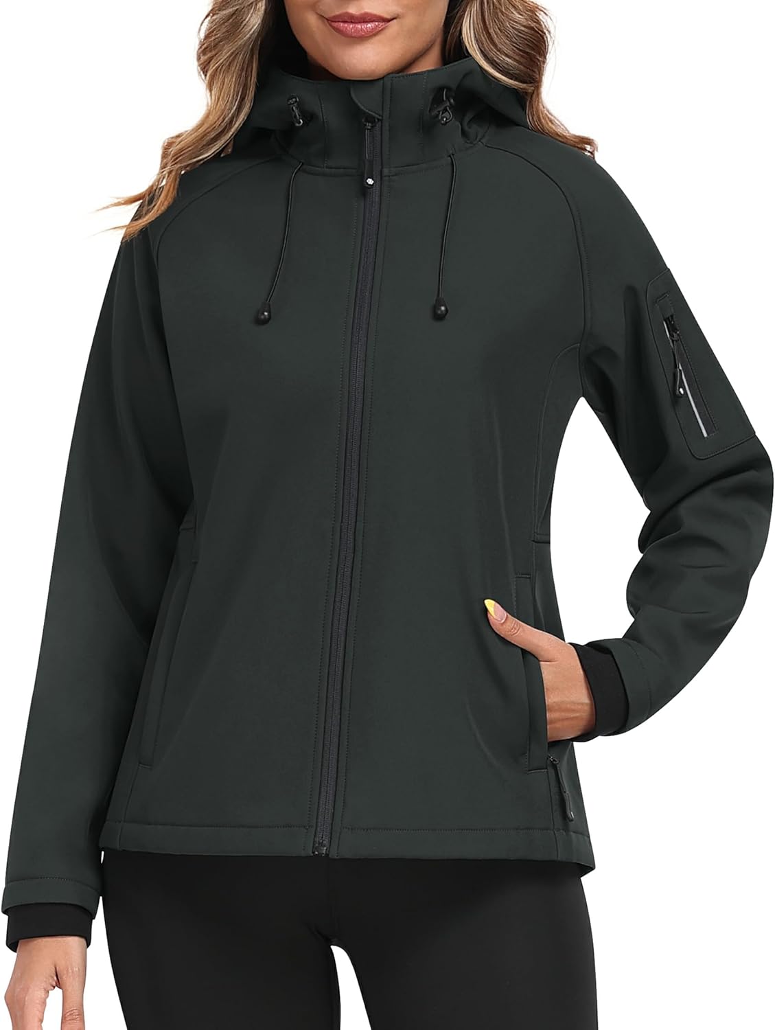 Women's Fleece Lined Softshell Jacket Hooded Windproof Lightweight Insulated Jacket Full Zip Warm Coat Women's Fleece Lined Softshell Jacket Hooded Windproof Lightweight Insulated Jacket Full Zip Warm Coat