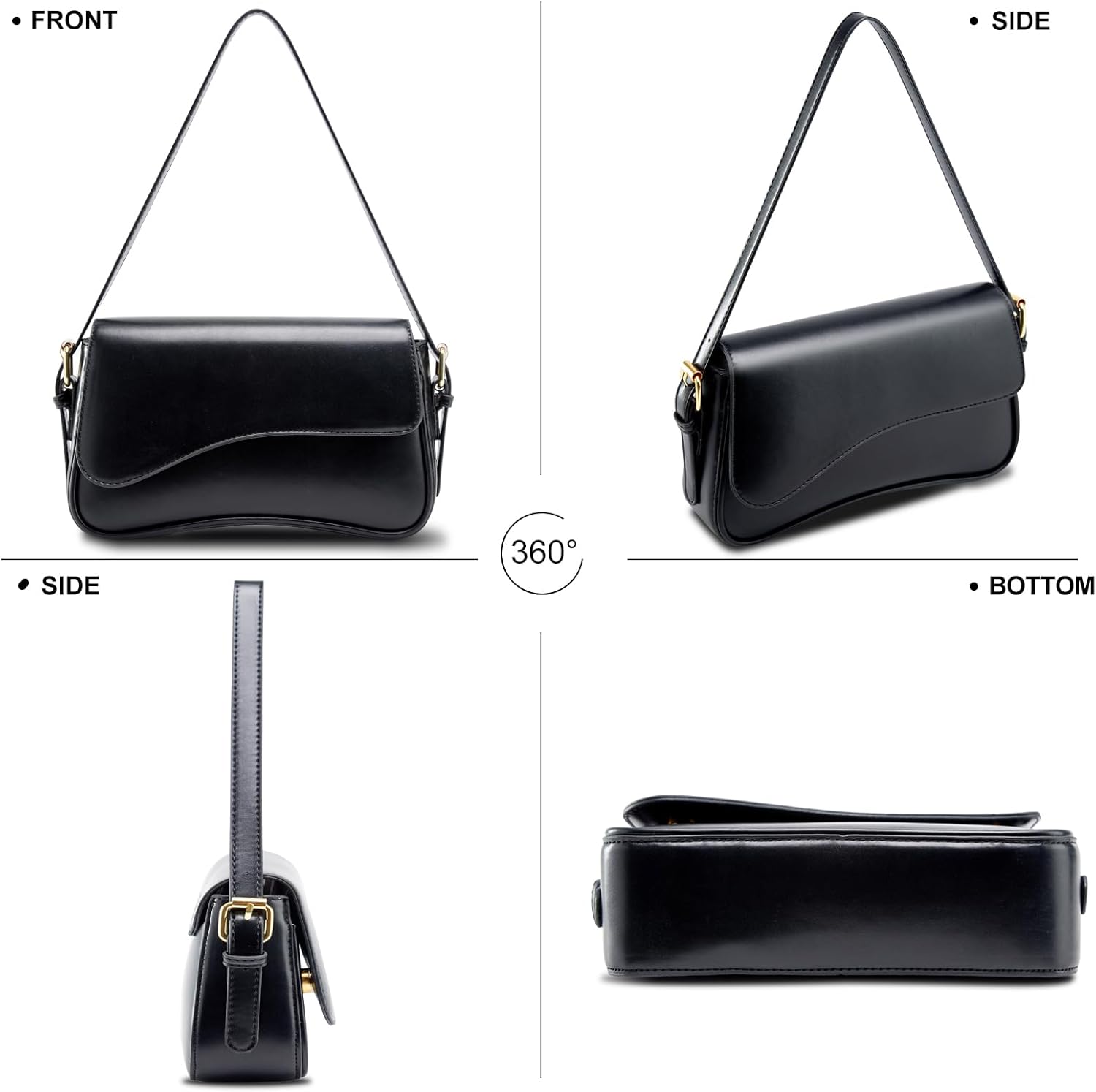 Shoulder Bag for Women PU Leather Hobo Handbag Clutch Saddle Bag with 2 Removable Straps