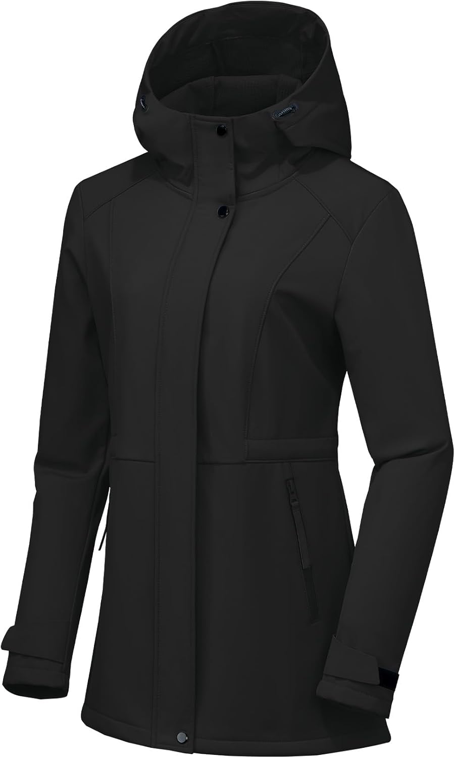 Women's Softshell Jacket Lightweight Waterproof Windbreaker Hooded Fleece Lined Insulated Coat for Outdoor Travel