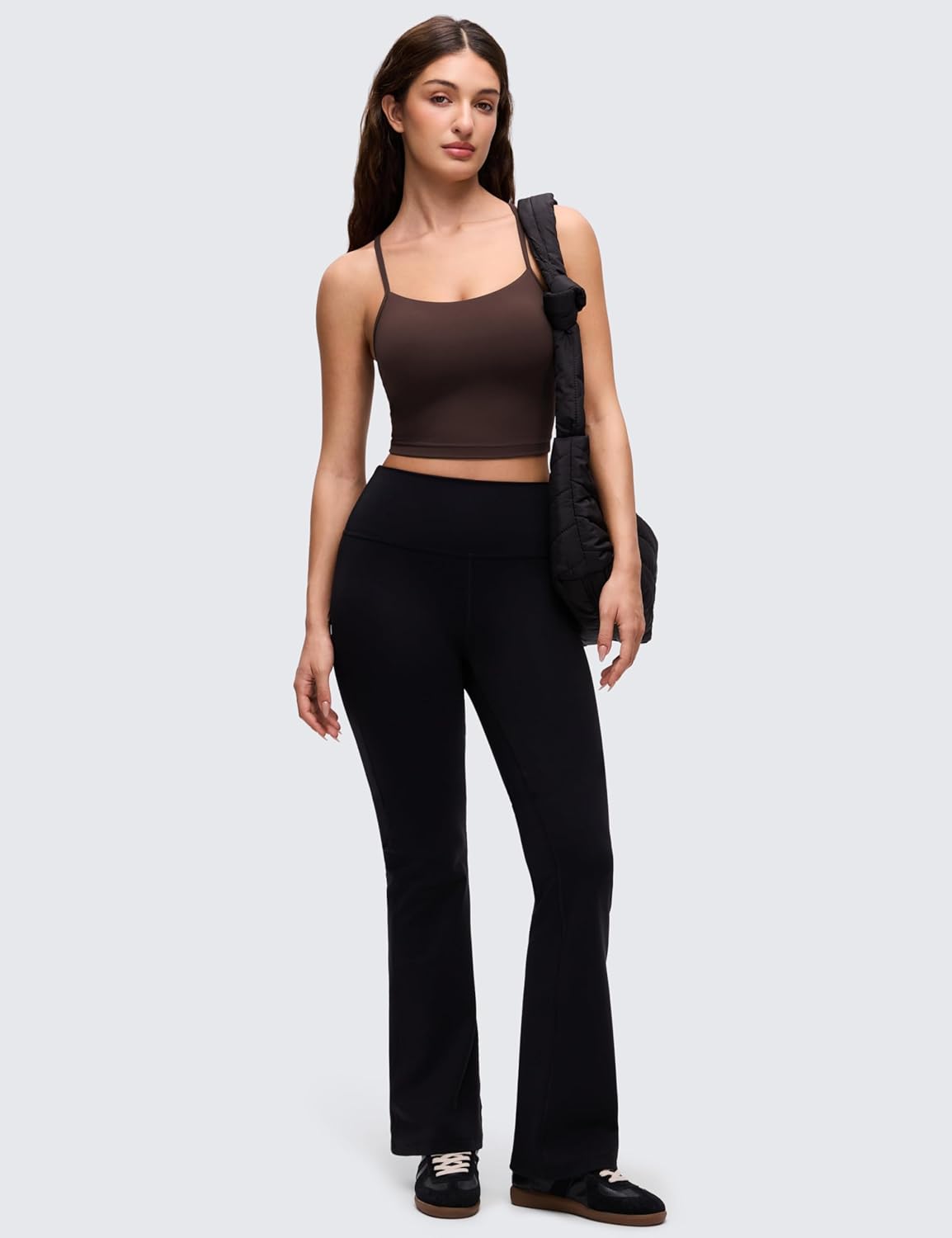 Y Back Crop Tank Tops for Women - Spaghetti Straps Racerback Padded Yoga Workout Longline Sports Bras