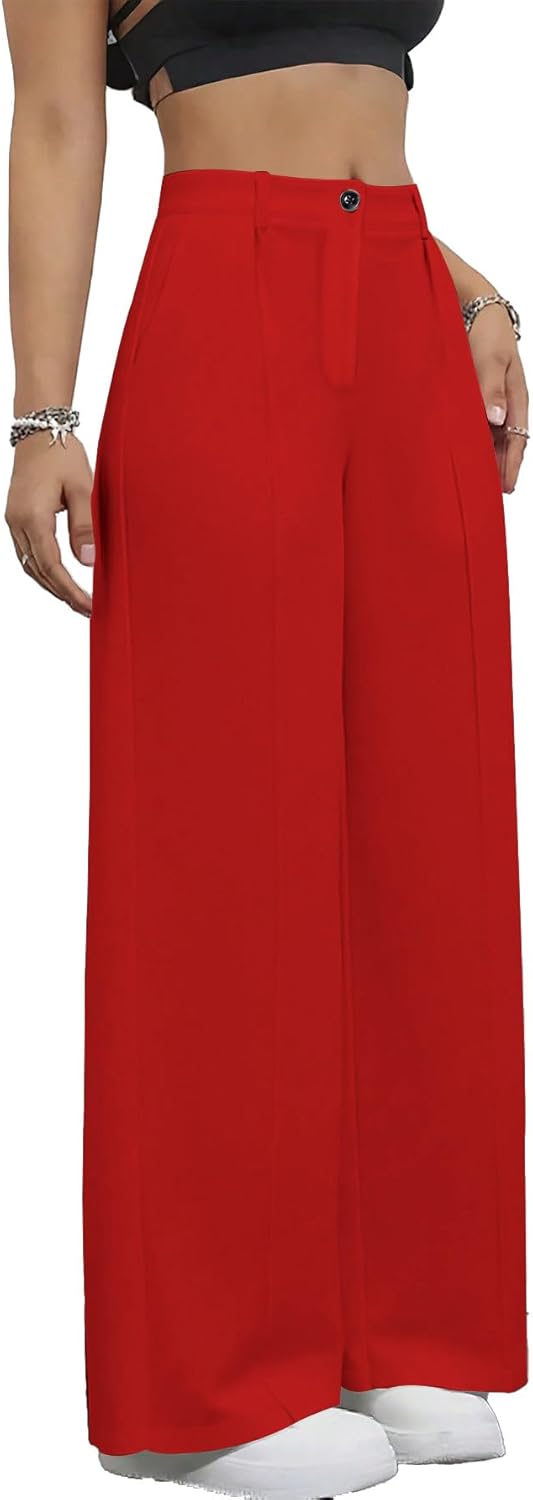 Women's High Waist Wide Leg Pants Tailored Flowy Trousers Casual Work Pants
