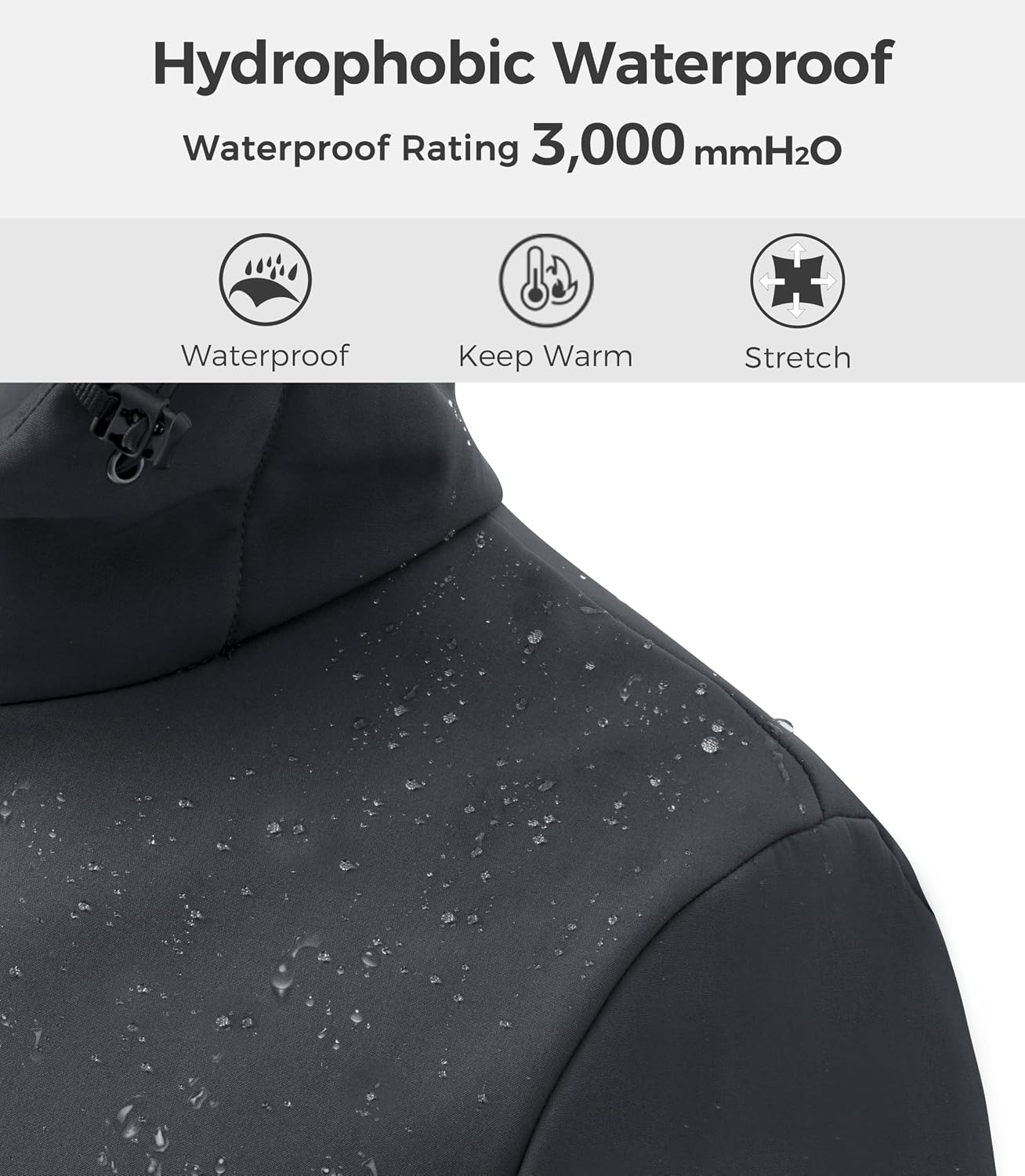 Women Softshell Jacket Fleece Lined Hooded Rain Coat Waterproof Windproof Windbreaker Jacket Lightweight Long Coat